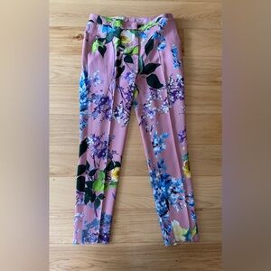 Escada Pink and Blue Floral Cropped Pants